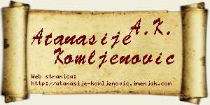 Atanasije Komljenović vizit kartica